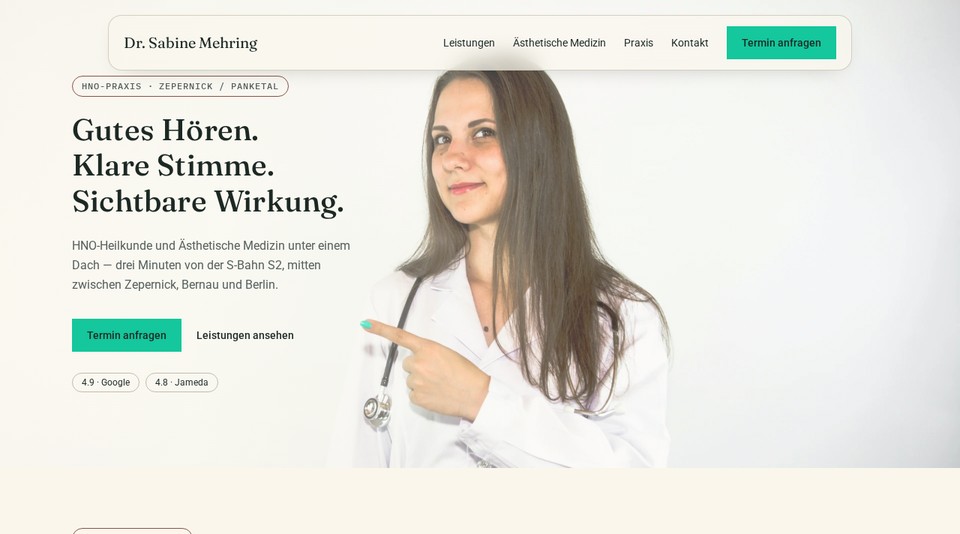 Vorschau der Demo-Website für die HNO-Praxis Dr. Sabine Mehring in Zepernick-Panketal